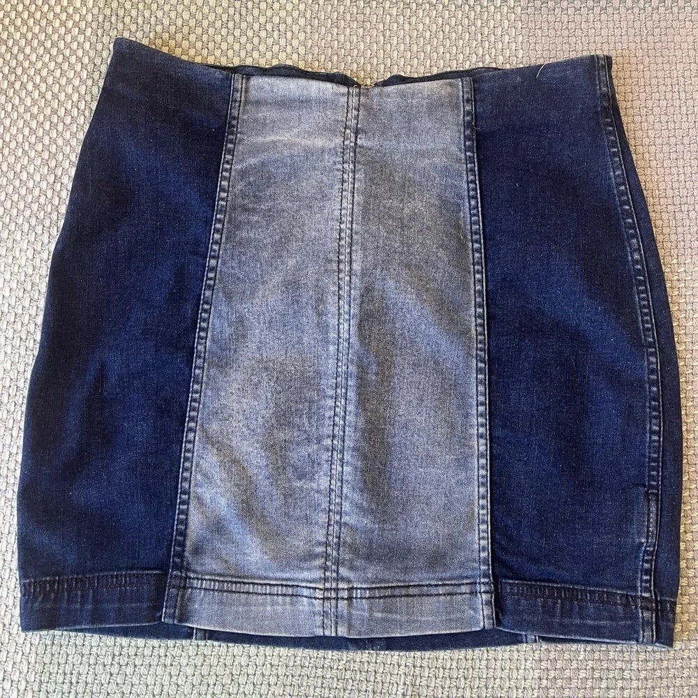 NWOT Free People Denim Colorblock Mini Skirt - Picture 1 of 7